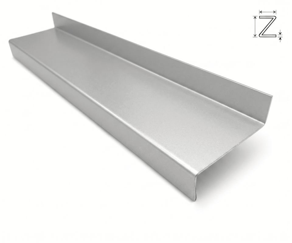 Z-Profil aus Stahl verzinkt RAL9006 beschichtet 0,75 mm stark Weißaluminium